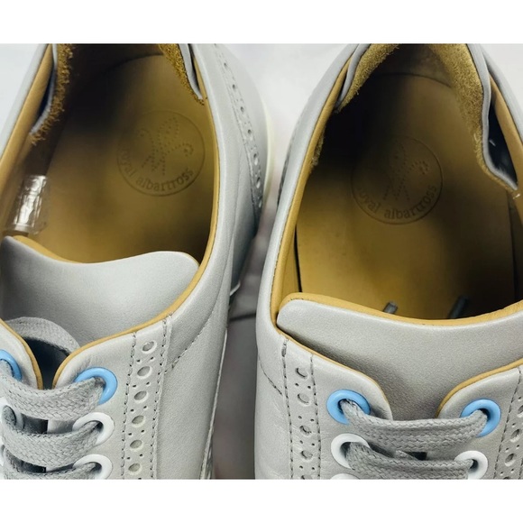 Royal Albartross Gray Leather Wing Tip Spikeless VIbram Golf Shoes Size US 9 NEW - Picture 4 of 7